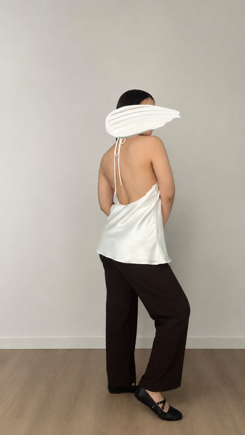 Top BIANCA à nouer en satin blanc