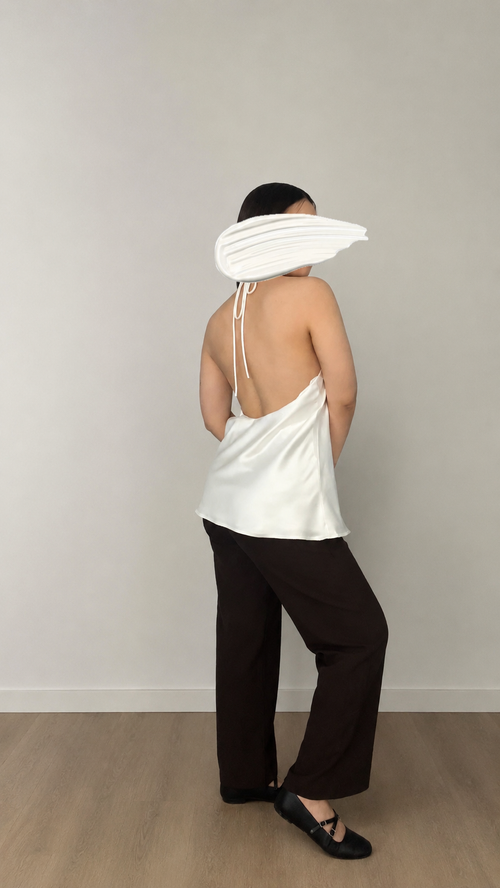 Top BIANCA à nouer en satin blanc