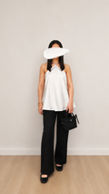 Top BIANCA à nouer en satin blanc