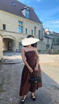Robe MOKA bustier marron effet lin