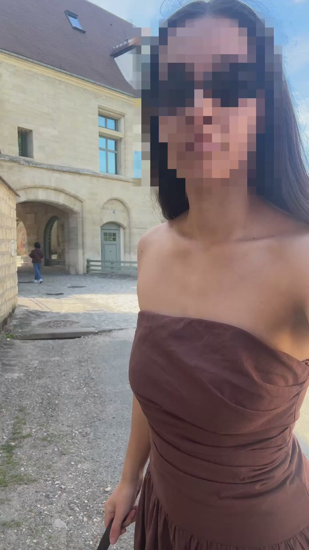 Robe MOKA bustier marron effet lin