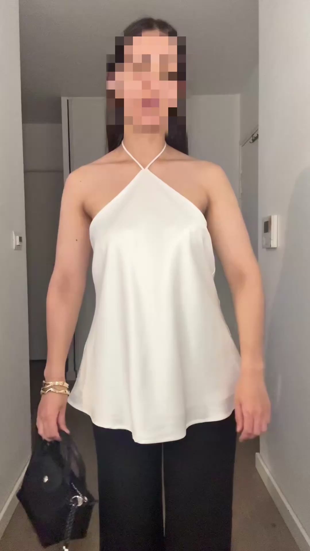 Top BIANCA à nouer en satin blanc